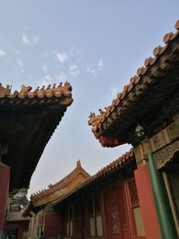 Low angle view of temple against sky