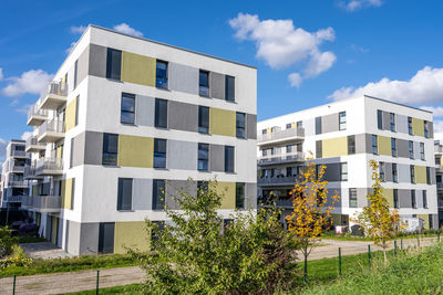 Housing development area with new apartment buildings seen in berlin, germany