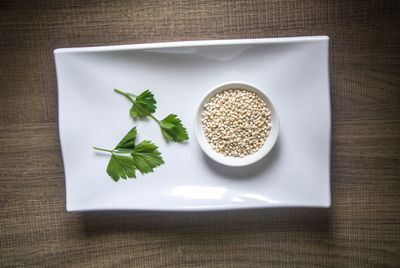 High angle view of food on table