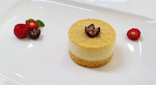 High angle view of dessert in plate