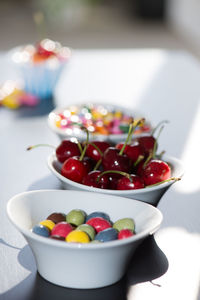 Close-up of fruits in bowl on table