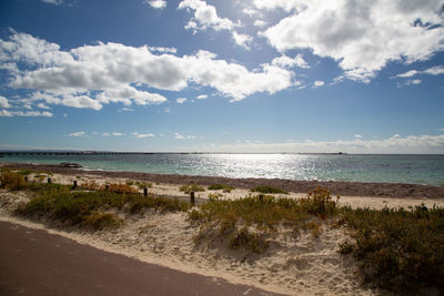 Scenic view of beach against sky