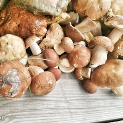 High angle view of bread on table