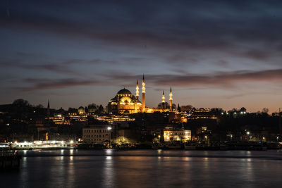 Illuminated city at night