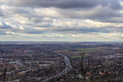 High angle view of townscape against sky