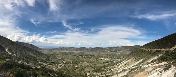 Panoramic view of landscape against cloudy sky