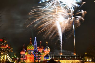 Firework display over saint basil cathedral