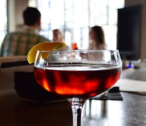 Close-up of cocktail on bar table