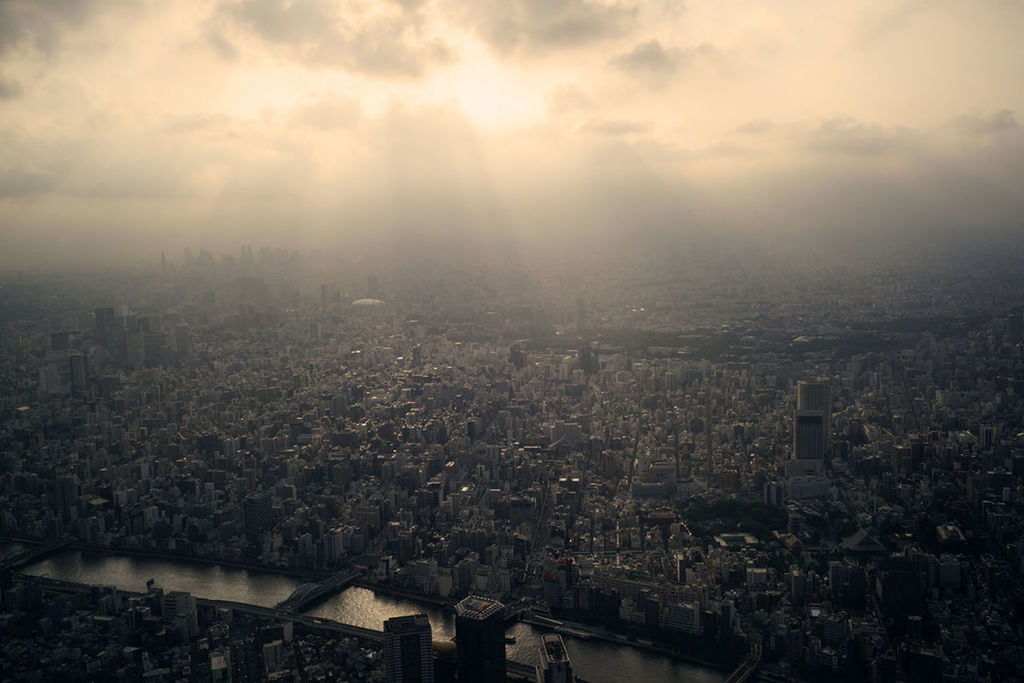 cityscape, building exterior, city, architecture, built structure, crowded, sky, skyscraper, residential district, high angle view, cloud - sky, residential building, residential structure, office building, city life, tower, sunlight, outdoors, aerial view, day