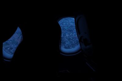 High angle view of car windshield at night