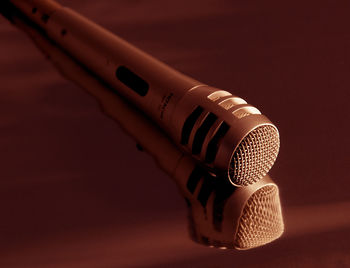 Close-up of microphone on table