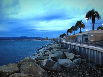 Scenic view of sea against cloudy sky