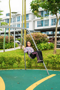 Active children playing at the playground. happy and fun time.