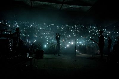 Blurred motion of people at night