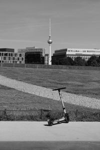 View of tower and buildings in city