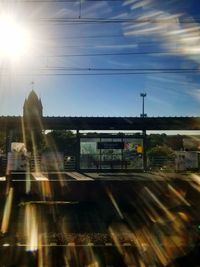 Train on railroad track against sky