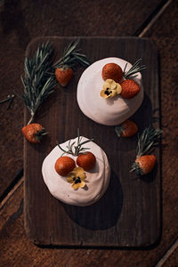 Directly above view of dessert on table