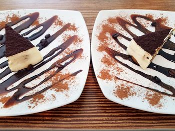 Close-up of chocolate cake on table