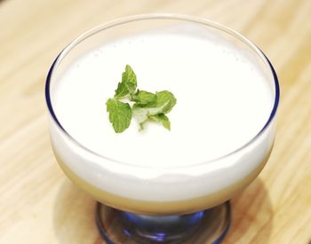 Close-up of beer in glass on table