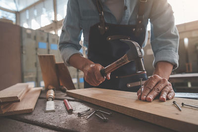 Man working on table