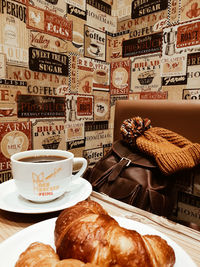 Coffee cup on table