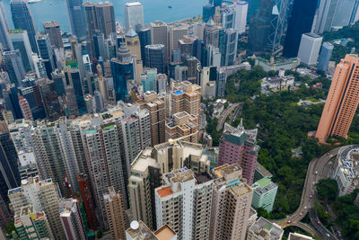 Aerial view of modern buildings in city