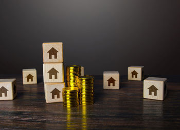 Close-up of toy blocks on table