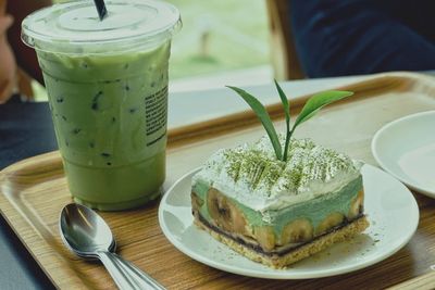 Close-up of drink served on table