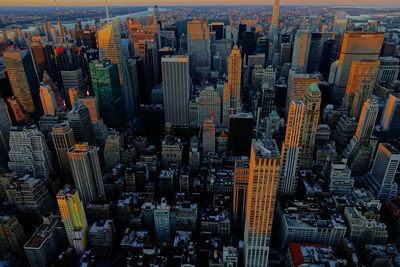 High angle view of buildings in city