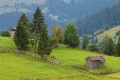 Scenic view of green landscape and mountains