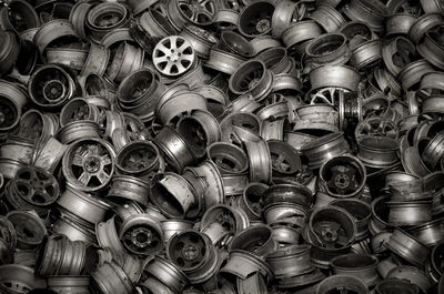 Scrap wheels awaiting recycling