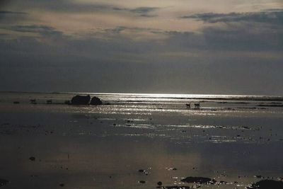 Scenic view of sea against cloudy sky