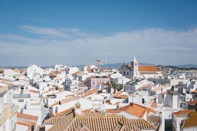 High angle view of townscape against sky