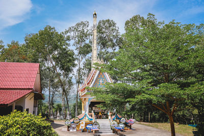 Low angle view of amusement park