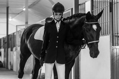 Portrait of horse standing outdoors