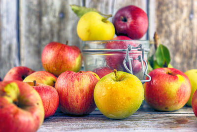 Close-up of apples on table