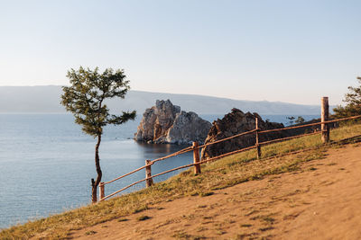 Scenic view of sea against clear sky