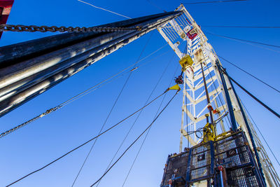 Drilling for natural gas against blue sky