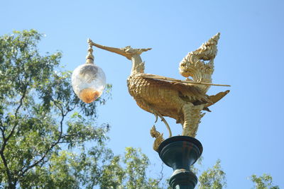 Low angle view of bird against clear sky