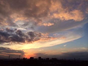 Scenic view of cloudy sky at sunset