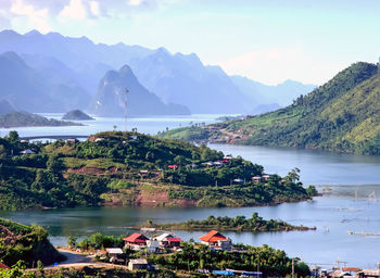 Scenic view of lake against sky