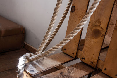 Close-up of rope tied up