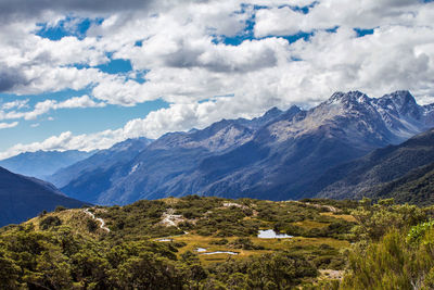 Scenic view of mountains against sky