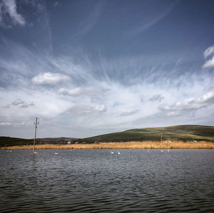 Scenic view of lake against sky