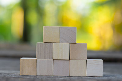 Close-up of wooden blocks