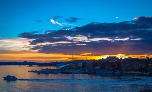 Scenic view of sea against sky during sunset