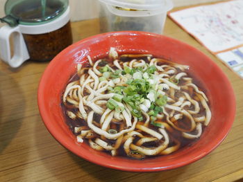 Close-up of soup served in bowl