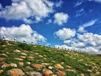 Scenic view of landscape against blue sky