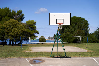 Empty basketball hoop