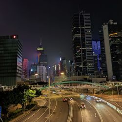 Illuminated city at night